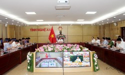 Tại điểm cầu Nghệ An, đồng chí Bùi Đình Long – Tỉnh ủy viên, Phó Chủ tịch UBND tỉnh chủ trì.